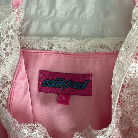 Edikted Lace Trim Pink Baby Tank Top Size Medium - Picture 2 of 2